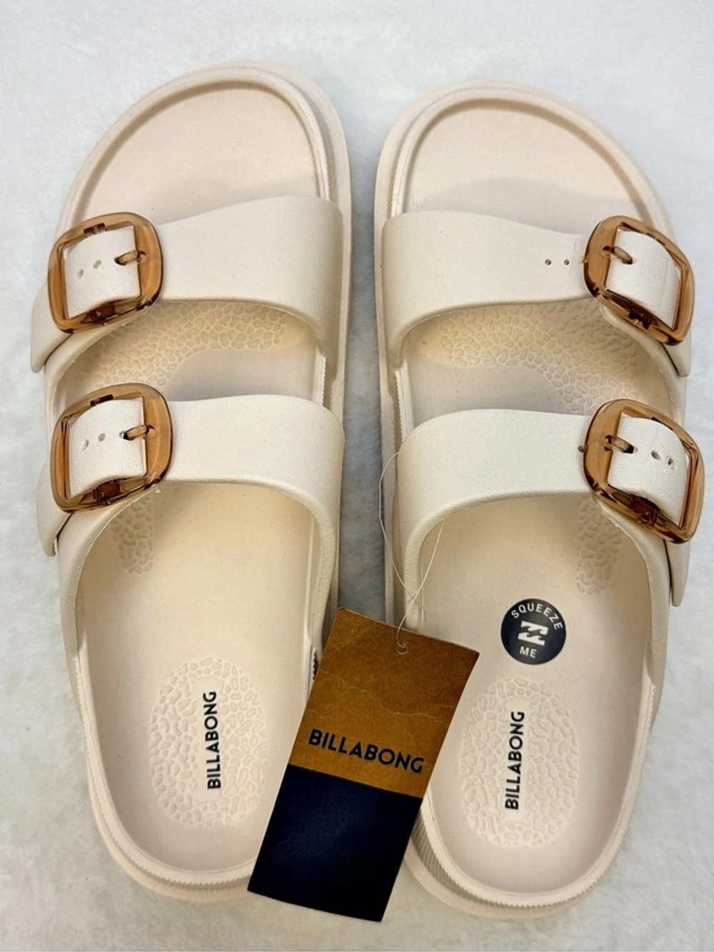 Billabong Women’s Double-Buckle Strap 29Slide Sandals in Cream US 11 NWT